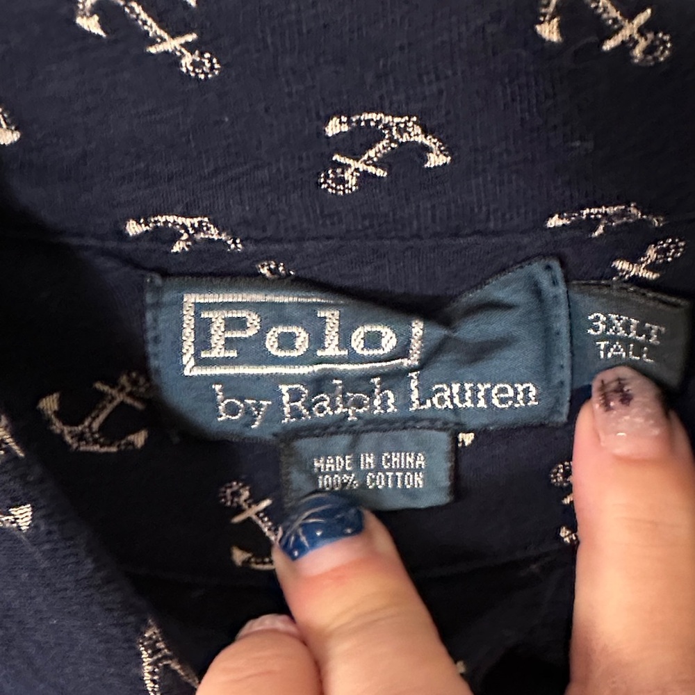 Ralph Lauren Polo Dark Blue Anchor Men’s 3XLT Shirt - Picture 3 of 14